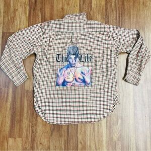 Tu PAC Thug Life Vintage Flannel Shirt XL-XXL preppy front gangsta back